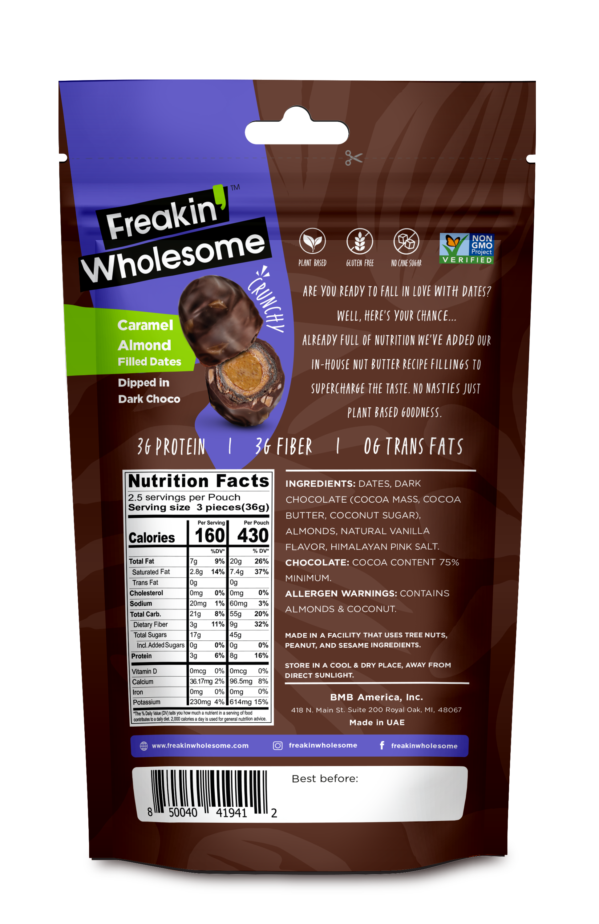 Caramel Almond Dipped Dates